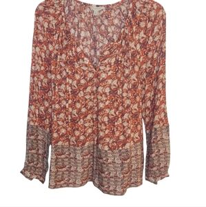 Lucky Brand NWT Boho Floral Top Long Sleeved Size S P